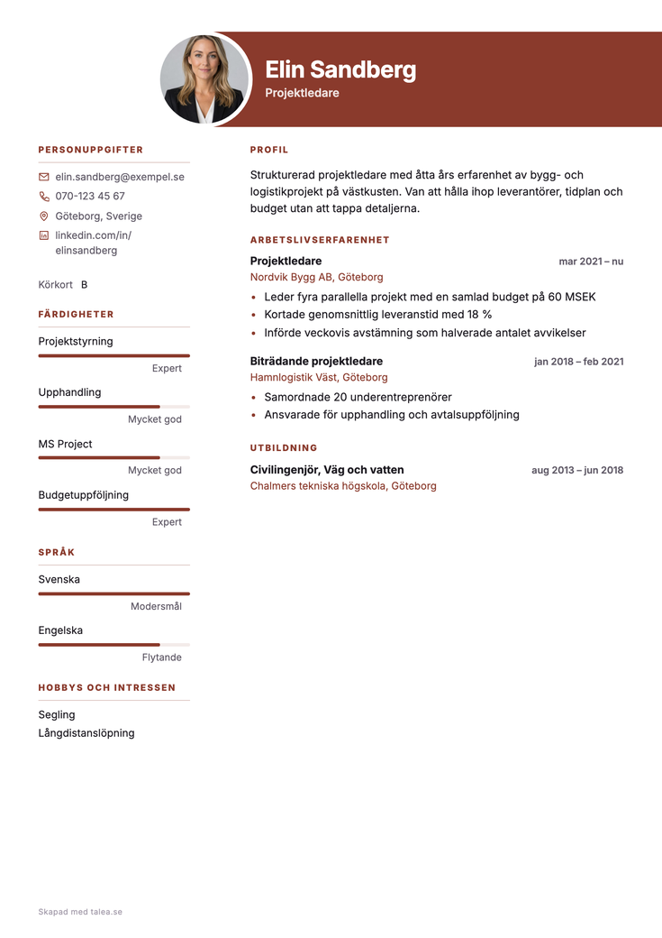 CV i mallen Fyr — färdig PDF att ladda upp i ansökningar