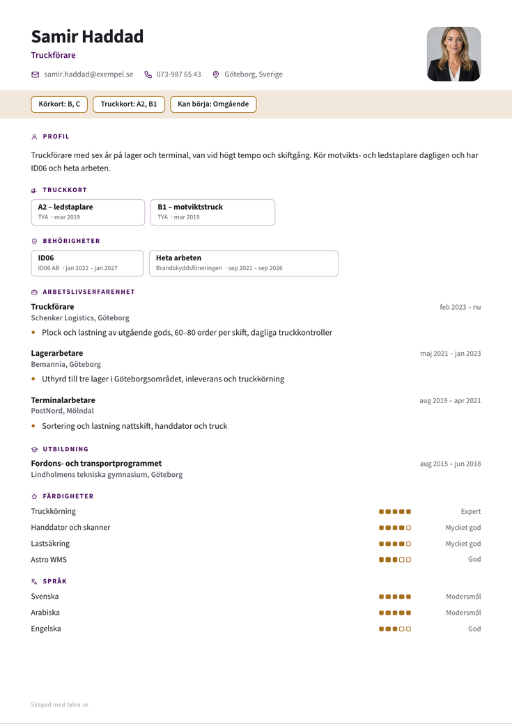 Gratis CV-mall Bricka – hela A4-sidan