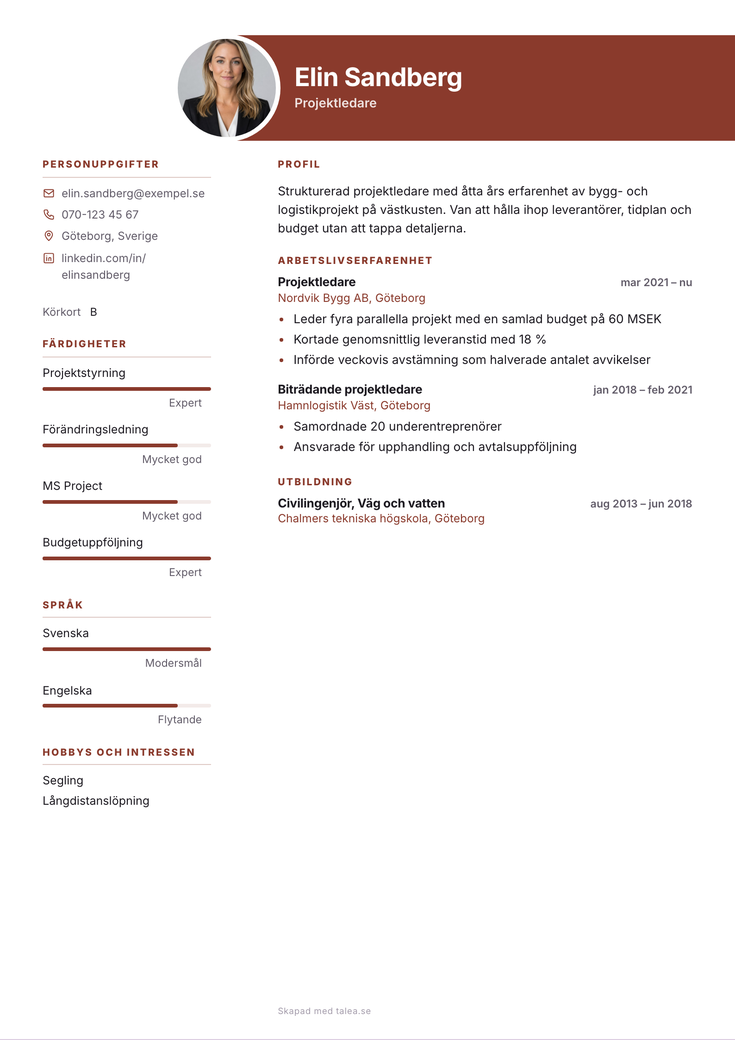 Gratis CV-mall Fyr – hela A4-sidan