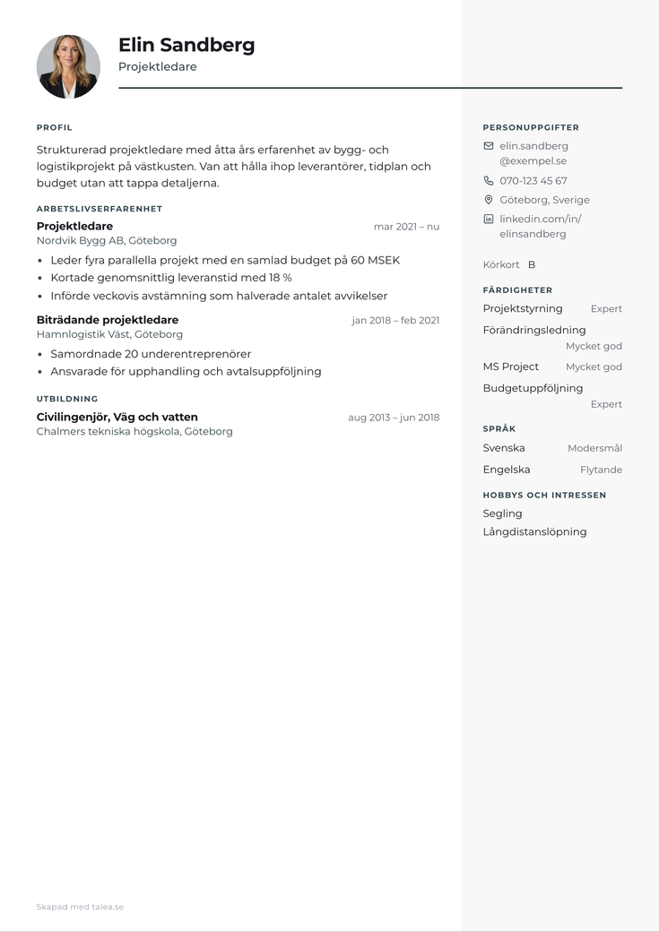 Gratis CV-mall Kompakt – hela A4-sidan
