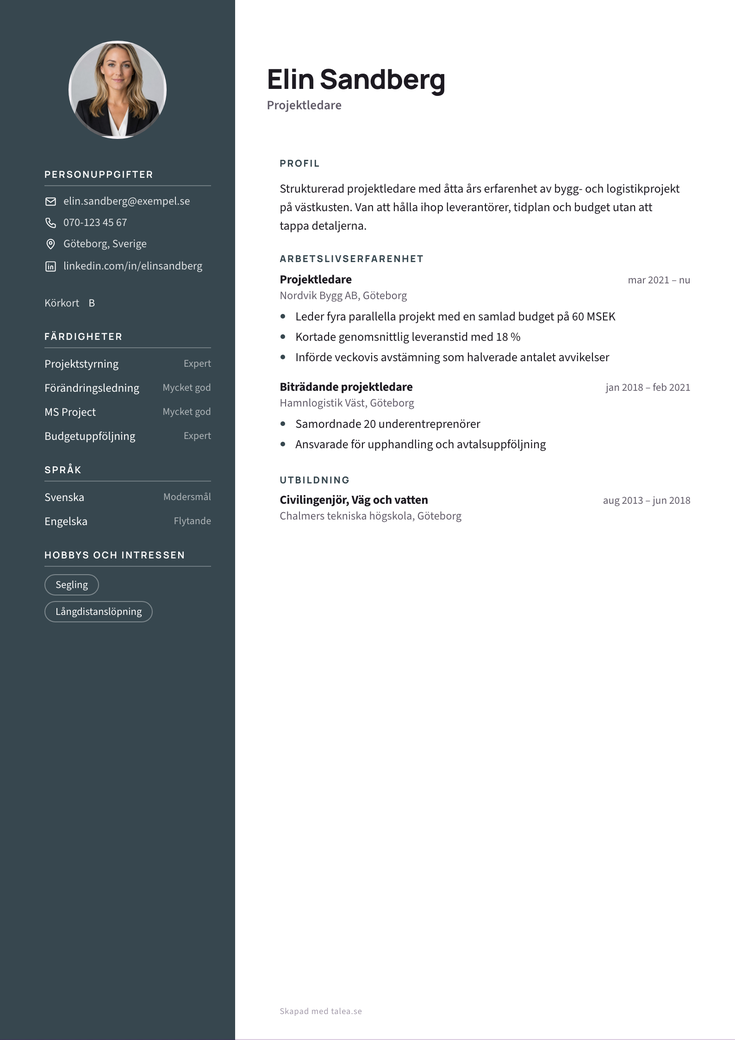Gratis CV-mall Skiffer – hela A4-sidan