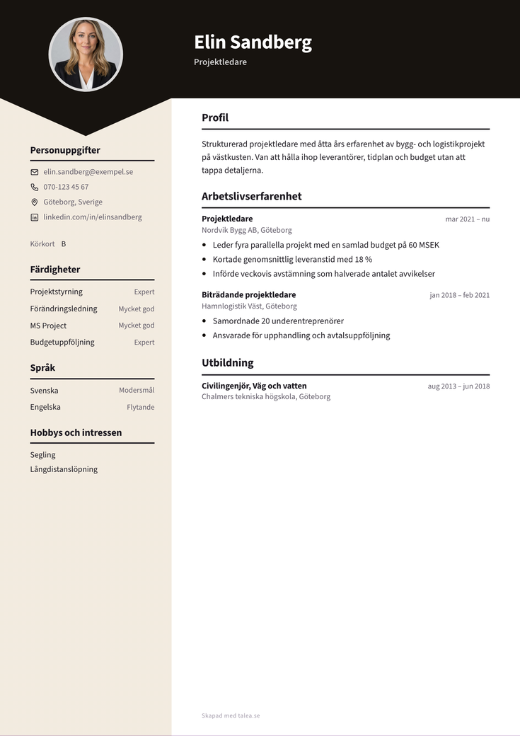 Gratis CV-mall Spets – hela A4-sidan